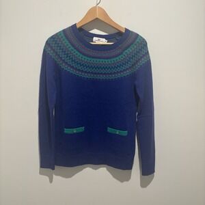 Vineyard Vines Sweater XS Blue Fair Isle Merino LAMBSWOOL Pullover Holiday Prep
